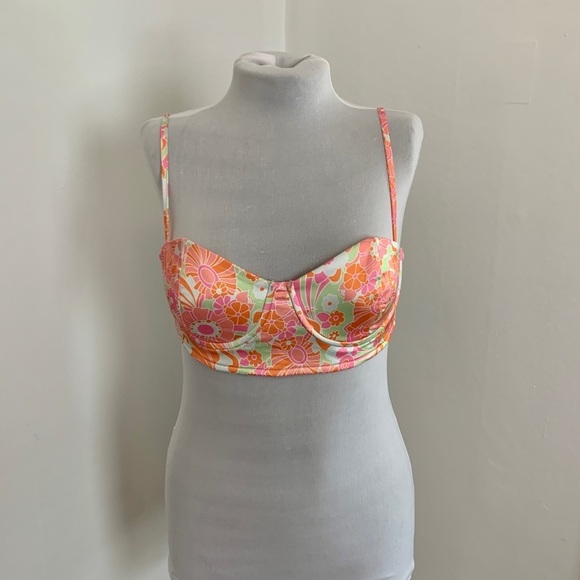 Princess Polly Maddie Set Floral Orange Silky Bra Top Flares high waist festival - Picture 6 of 16